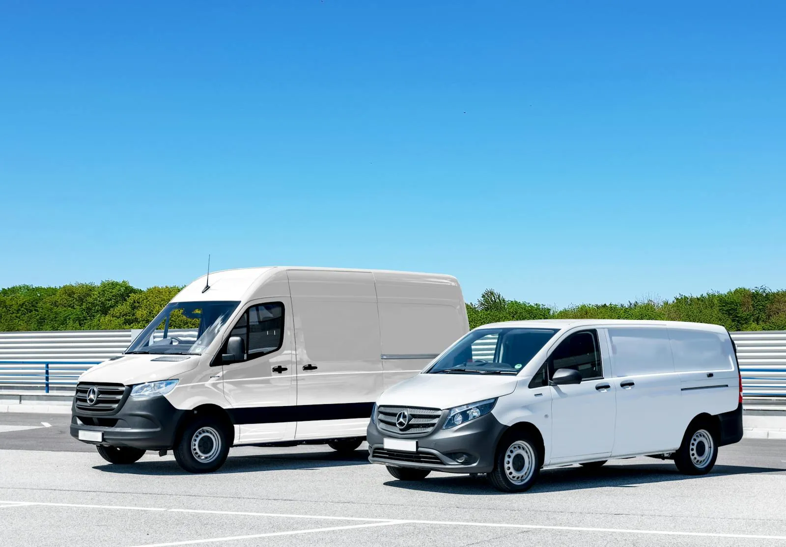 Commercial service vans parked in a fleet lot