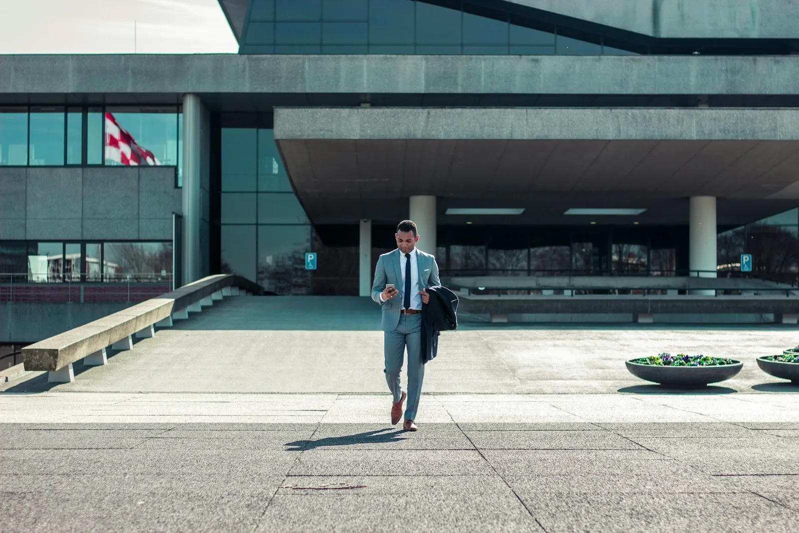 Business professional walking away from a negotiation with confidence