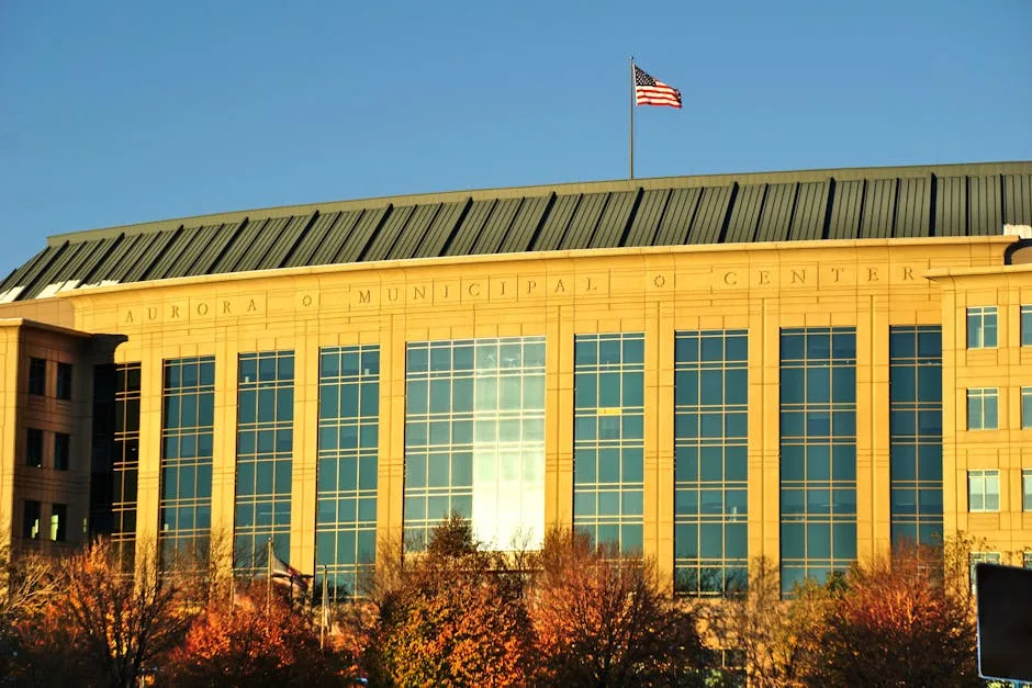 Modern municipal government office building exterior