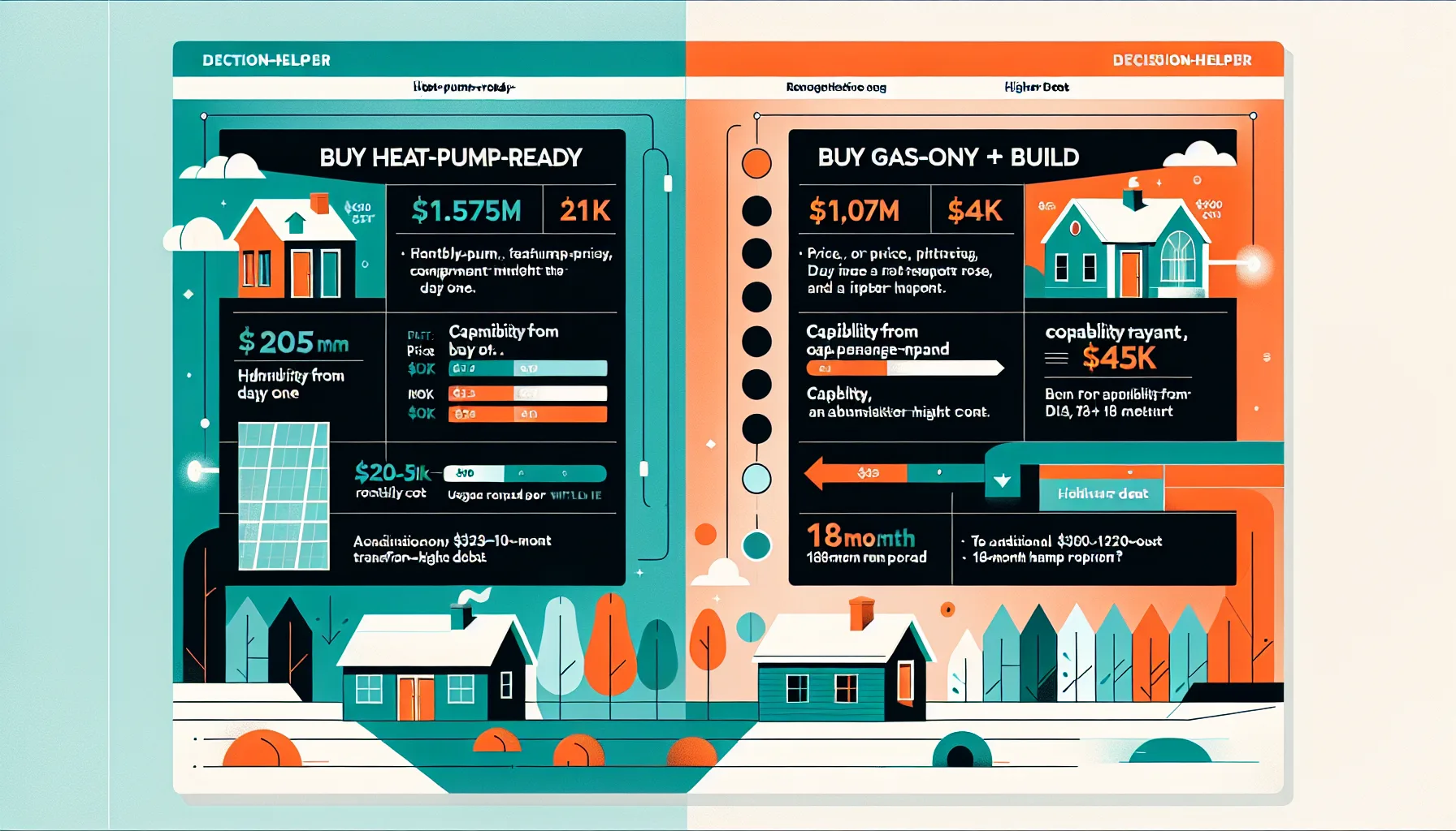 Buy heat-pump-ready vs buy gas-only and build &mdash; cost comparison for HVAC buyers