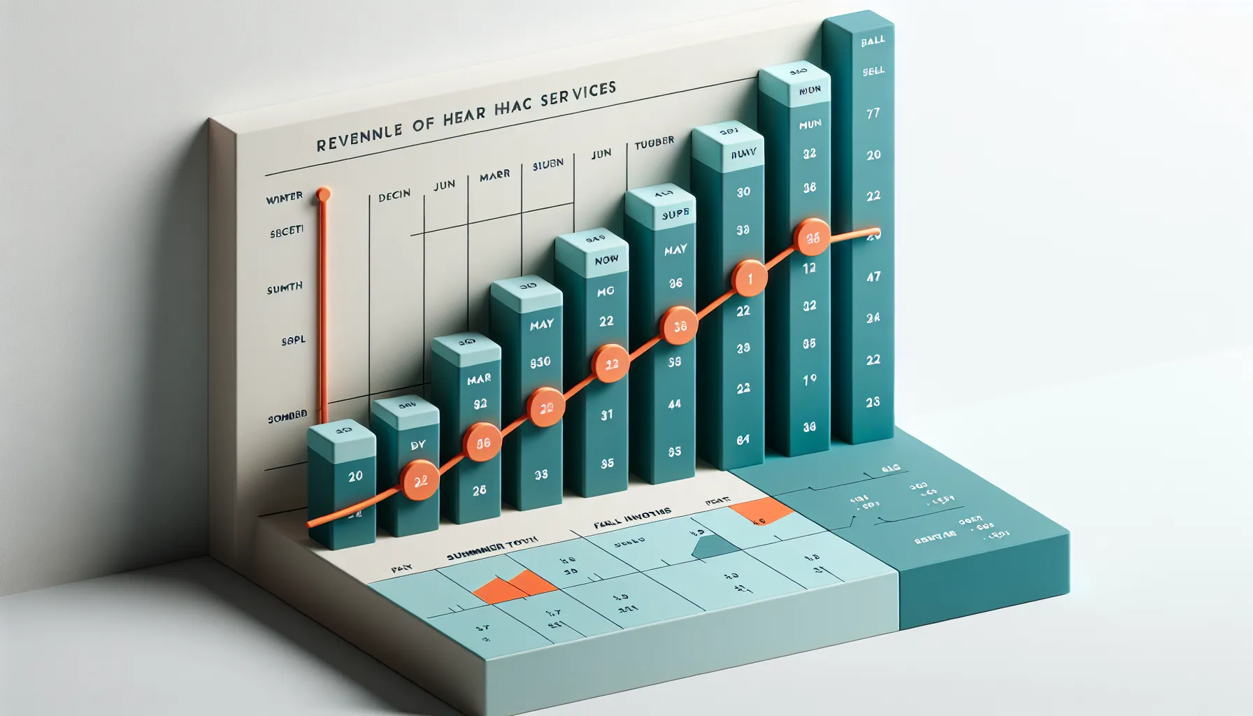 HVAC seasonal revenue vs fixed debt service — the stress test visualization